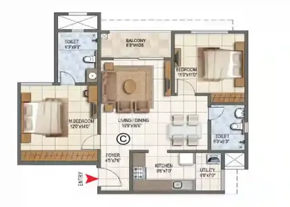 Nikoo Homes 9 Apartment 2 bhk floor plan by Bhartiya Group located at KIADB, Bagalur, Bangalore Karnataka